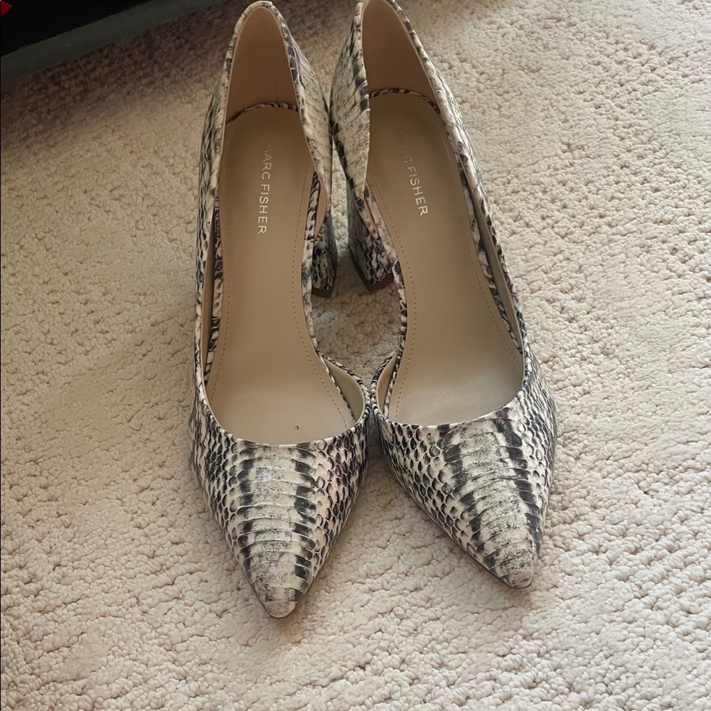 Marc Fisher Monochrome Snakeskin Heels